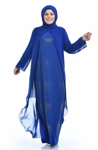 Saxe Hijab Evening Dress 6211-06