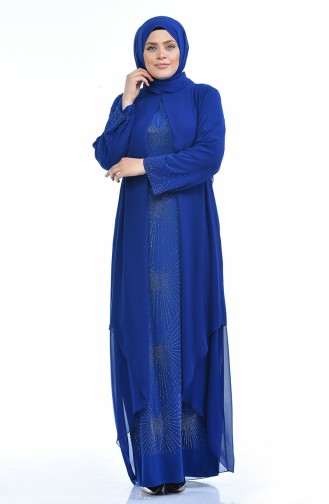 Saxe Hijab Evening Dress 6211-06