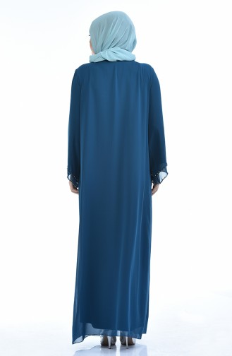 Petrol Hijab Evening Dress 6227-05