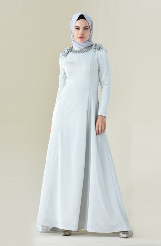 Grau Hijab-Abendkleider 7054-03