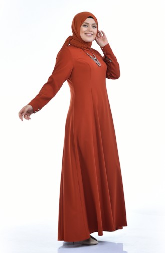 Brick Red Hijab Dress 9013-01
