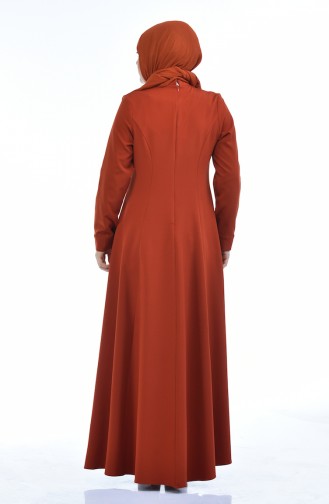 Grosse Grösse Kleid mit Halskette  9013-01 Ziegelrot 9013-01