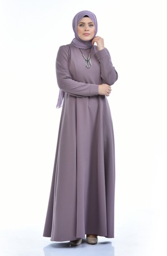 Robe avec Collier Grande Taille 9013-02 Lila Foncé 9013-02