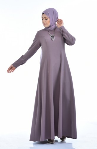 Dark Violet Hijab Dress 9013-02