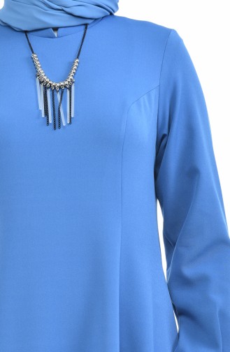 Grosse Grösse Kleid mit Halskette 9013-03 Blau 9013-03