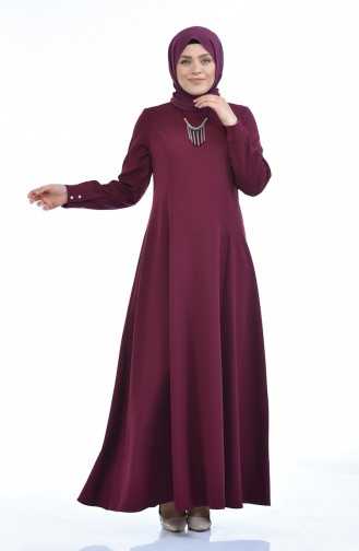 Grosse Grösse Kleid mit Halskette 9013-04 Zwetschge 9013-04