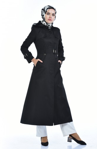 Trenchcoat mit Kapuzen 6828-01 Schwarz 6828-01