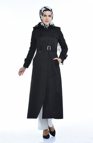 Trenchcoat mit Kapuzen 6828-01 Schwarz 6828-01