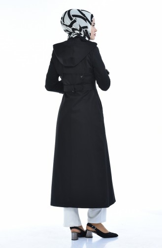 Trenchcoat mit Kapuzen 6828-01 Schwarz 6828-01