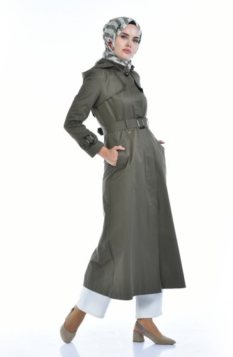 Trenchcoat mit Kapuzen 6828-02 Khaki 6828-02