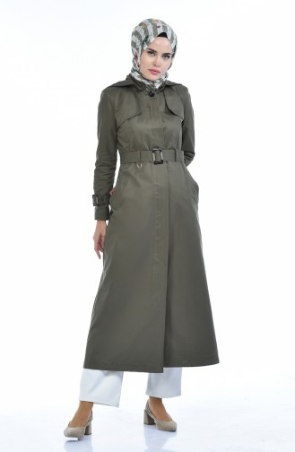 Trench Coat à Capuche 6828-02 Khaki 6828-02