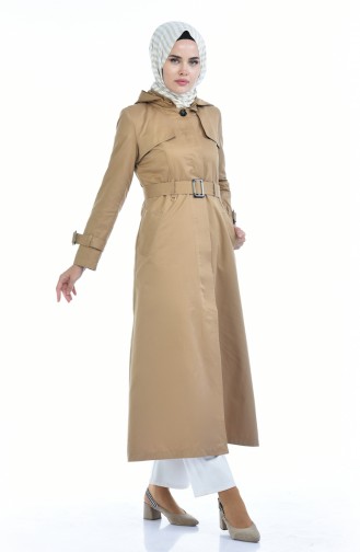 Trenchcoat mit Kapuzen 6828-03 Milschkaffee 6828-03