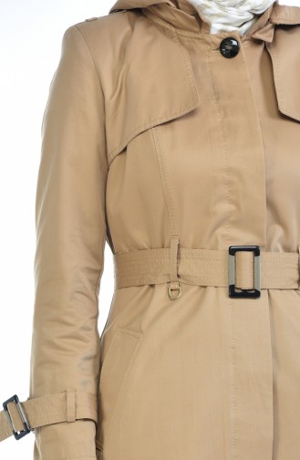 Trenchcoat mit Kapuzen 6828-03 Milschkaffee 6828-03