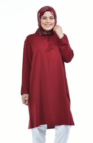 Büyük Beden Püsküllü Tunik 7534-03 Bordo