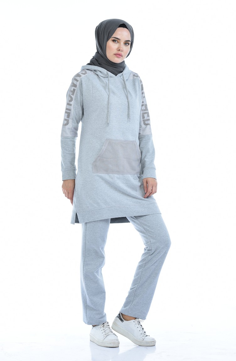 all gray sweatsuit