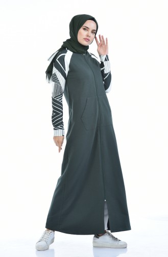 Patchwork Sport Abaya  9085-04 Khaki 9085-04