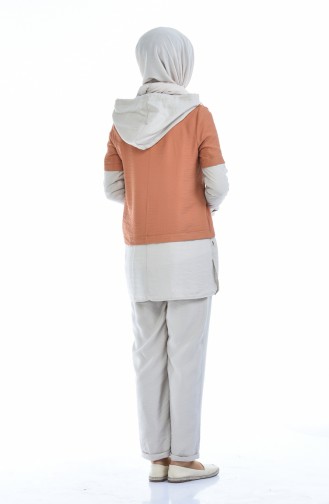 Ensemble Deux Pieces Tunique Pantalon Tissu Aerobin 5846-05 Coquille D ognion Beige 5846-05