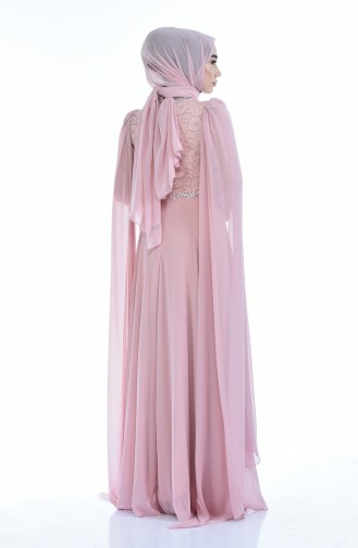 Powder Hijab Evening Dress 5010-01