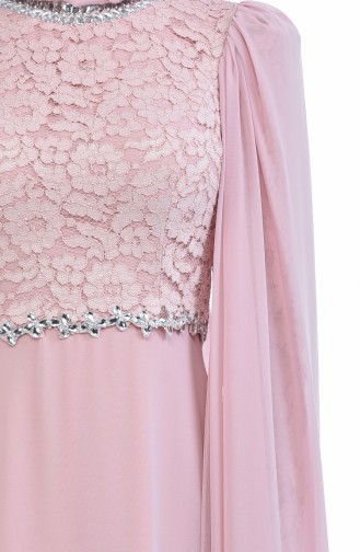 Powder Hijab Evening Dress 5010-01