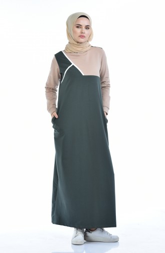 Khaki İslamitische Jurk 9093-01