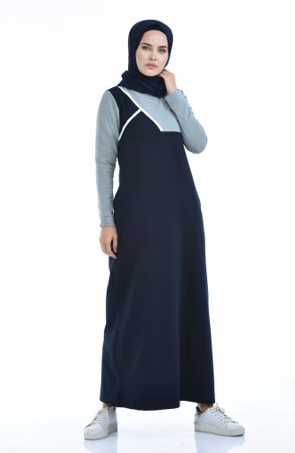 Navy Blue İslamitische Jurk 9093-03