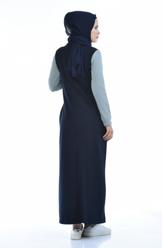 Navy Blue İslamitische Jurk 9093-03