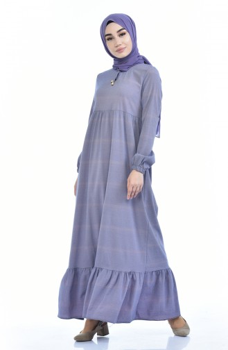 Büzgülü Elbise 1275-08 Koyu Lila