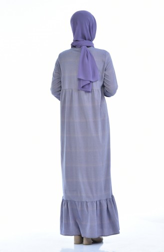 Büzgülü Elbise 1275-08 Koyu Lila