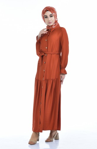 Brick Red Hijab Dress 5811-01