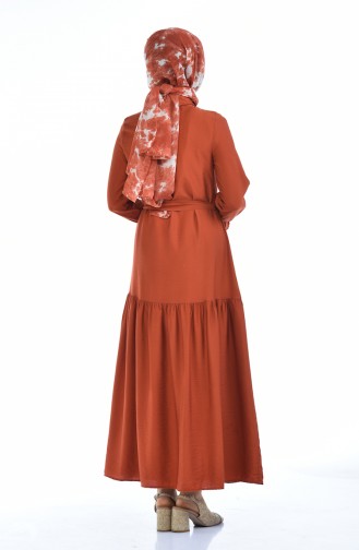 Brick Red Hijab Dress 5811-01