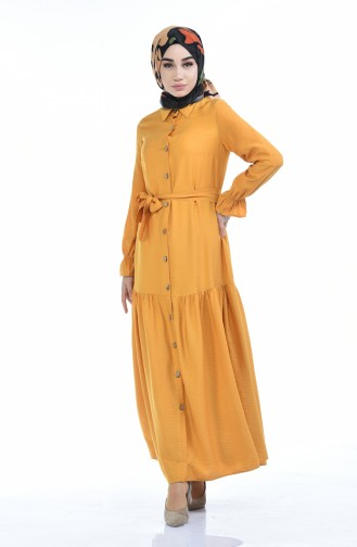 Mustard İslamitische Jurk 5811-03