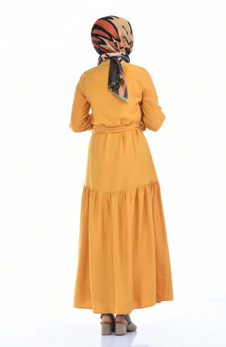 Mustard İslamitische Jurk 5811-03