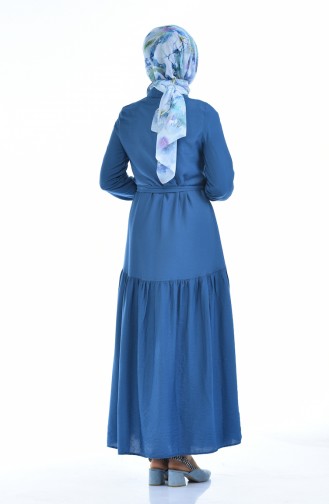 Gerafftes Kleid aus Aerobin Stoff 5811-06 Indigo 5811-06
