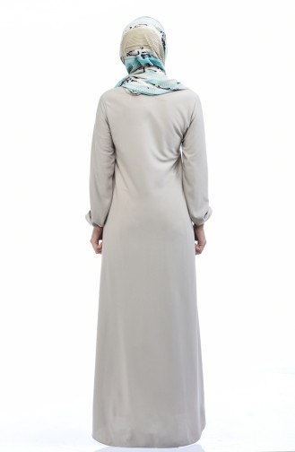 Beige Hijab Dress 4141-11