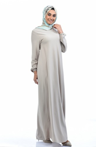 Beige Hijab Dress 4141-11