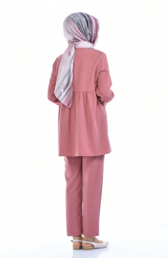 Ensemble Deux Pieces Tunique Pantalon 3043-02 Rose Pâle 3043-02