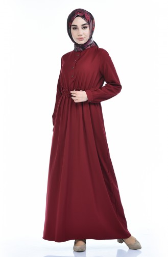 Beli Lastikli Elbise 2702-05 Bordo