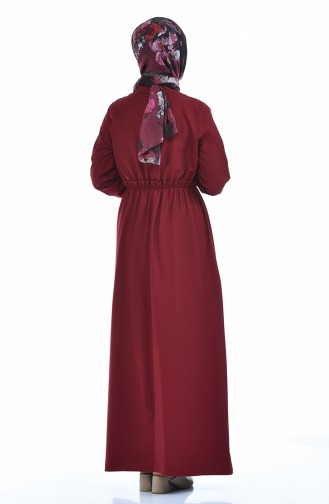 Beli Lastikli Elbise 2702-05 Bordo 2702-05