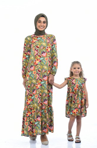 Khaki Hijab Kleider 1015-01