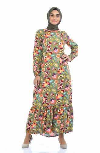 Combinaison Maman Fille Robe Viscose a Motifs 1015-01 Khaki 1015-01