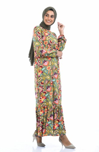 Combinaison Maman Fille Robe Viscose a Motifs 1015-01 Khaki 1015-01