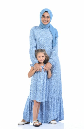 Saks-Blau Hijab Kleider 1016-01