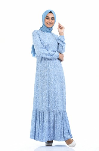 Saks-Blau Hijab Kleider 1017-01