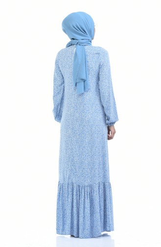 Saks-Blau Hijab Kleider 1017-01