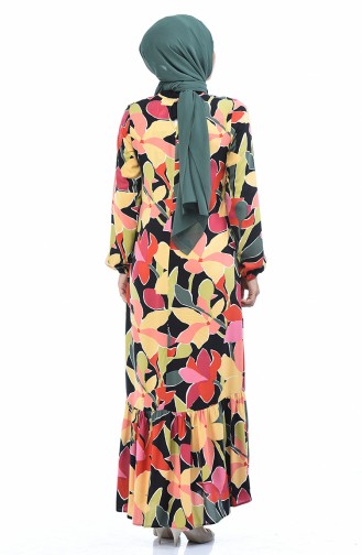 Combinaison Maman Fille Robe Viscose a Motifs 1025-01 Noir Vert 1025-01