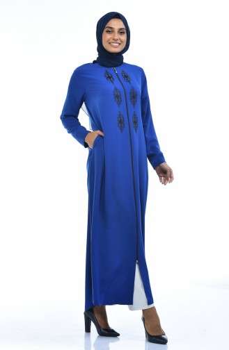 Abaya a Fermeture 0084-04 Bleu Roi 0084-04