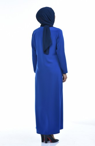 Abaya a Fermeture 0084-04 Bleu Roi 0084-04