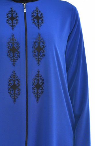 Abaya a Fermeture 0084-04 Bleu Roi 0084-04