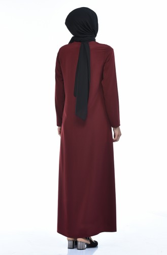 Abaya a Fermeture 0084-05 Bordeaux Foncé 0084-05