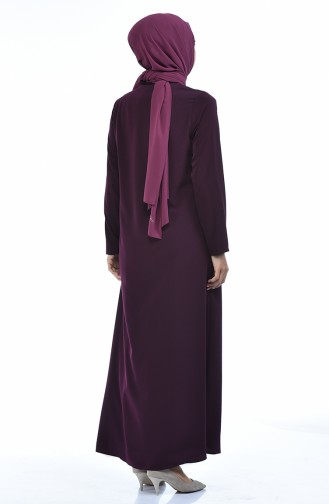 Blumenapplikation Abaya mit Reissverschluss 0085-02 Lila 0085-02